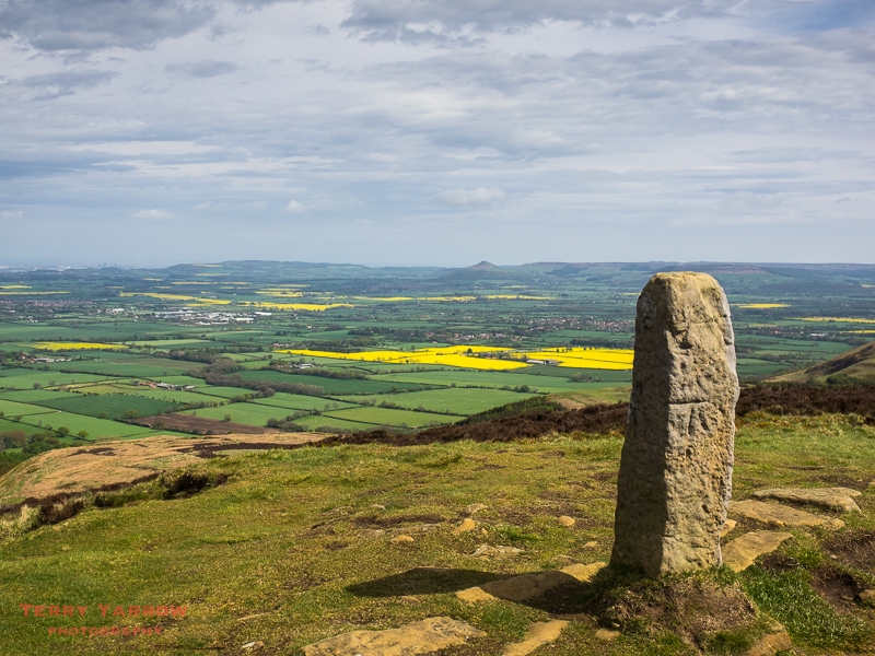 The top of Carlton Moor with one of many boundary stones along this part of the route