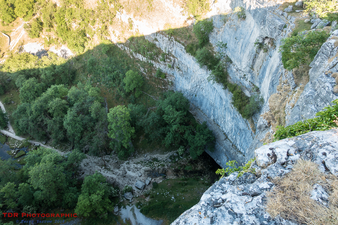 Looking down into Malham Cove