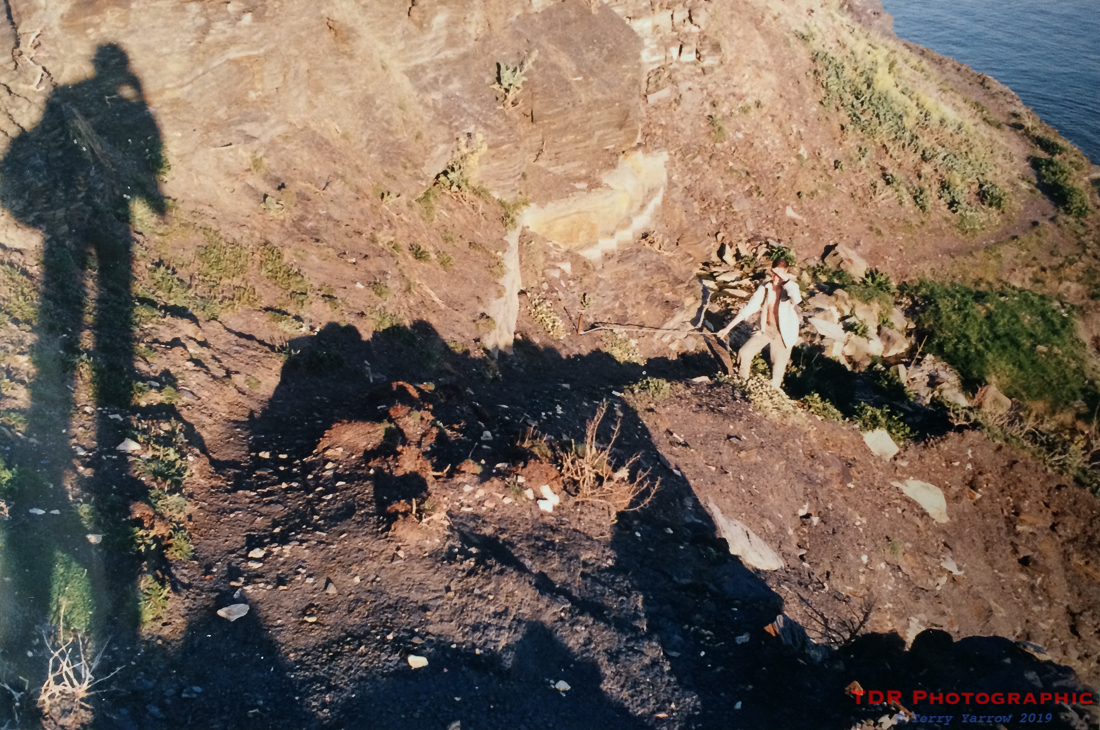 The path down to the mining ledge at Clavell Hard